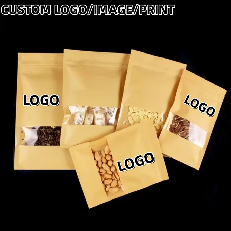 Flat Bottom Kraft Paper Ziploc - Food Snacks Logos ulasan dan harga