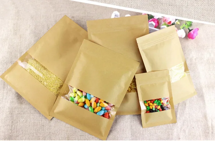 Flat Bottom Kraft Paper Ziploc - Food Snacks Logos ulasan dan harga