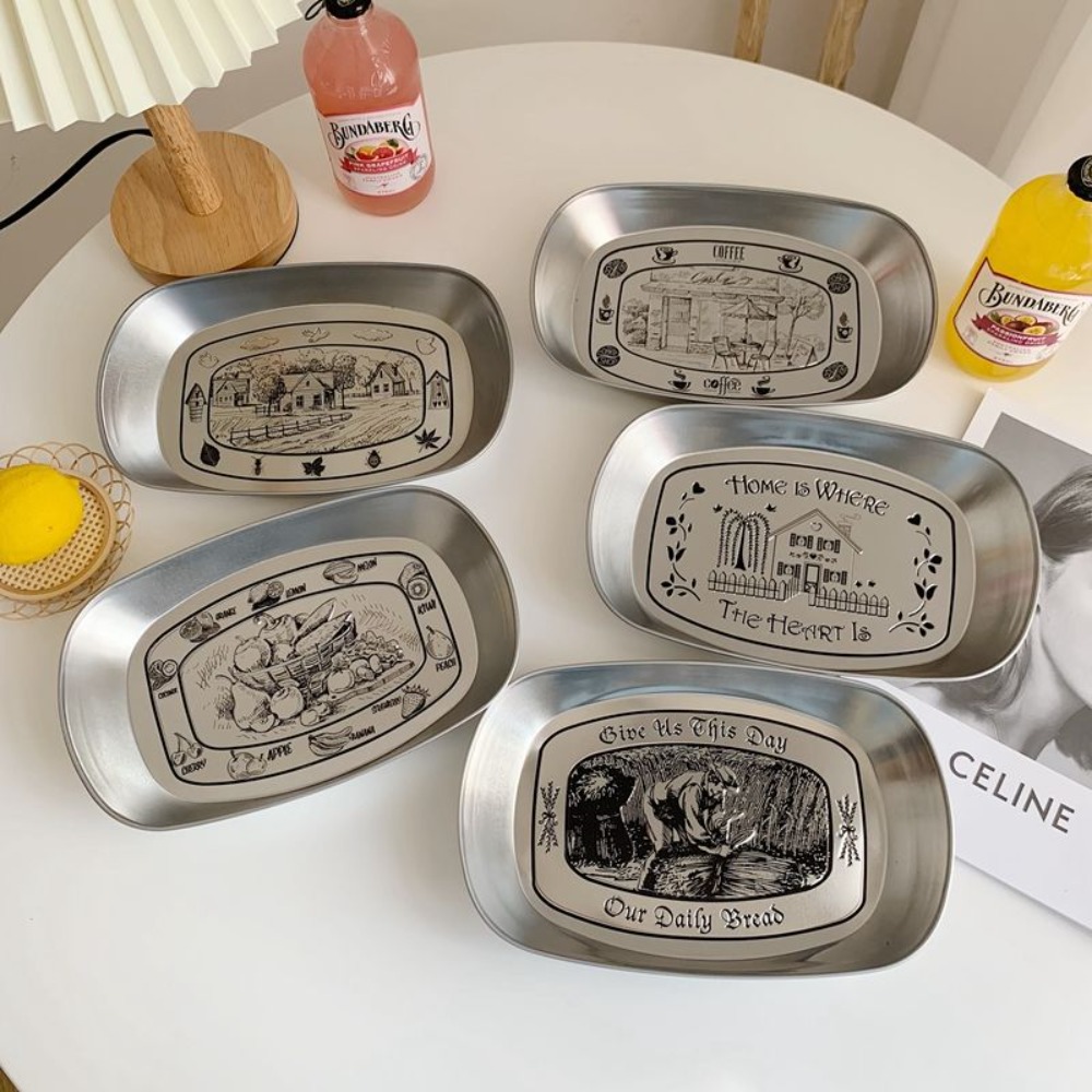 2PCS Vintage American Tin Tray - Food Snacks For Picnic ulasan dan harga