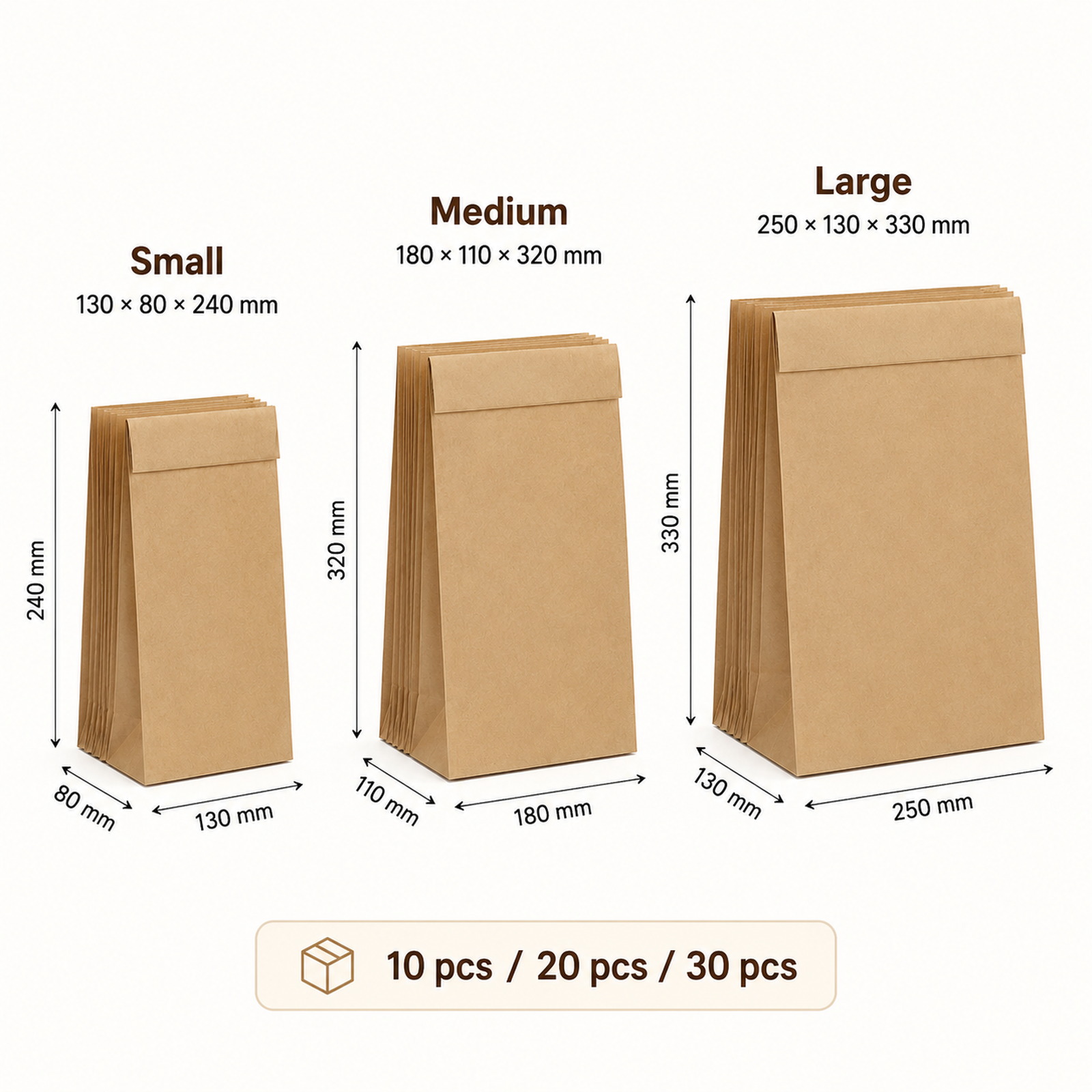 10-30Pcs Recyclable Brown Kraf - Food Day Snacks ulasan dan harga