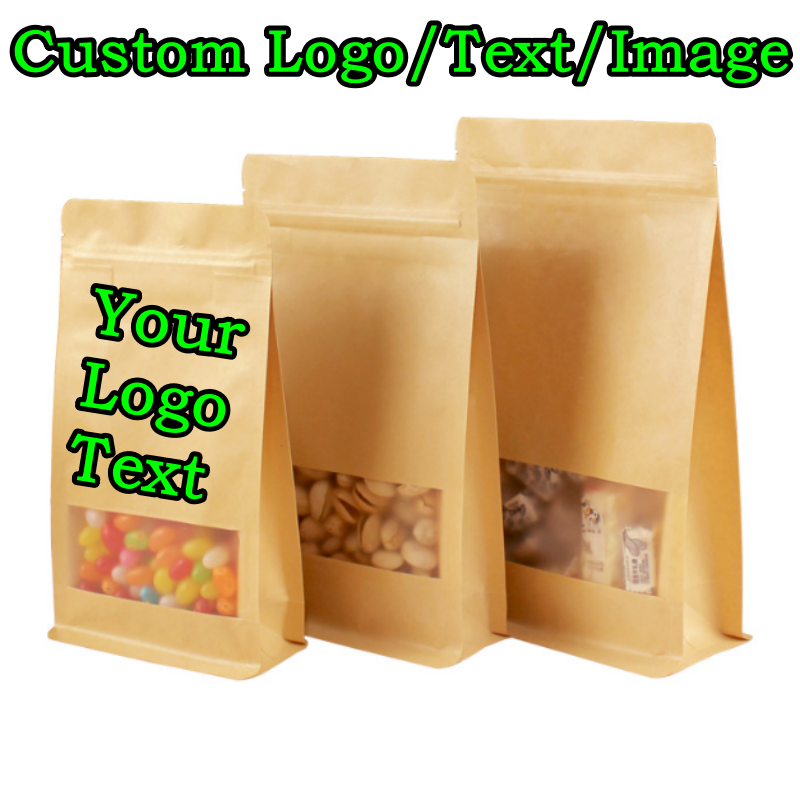 50PCS 3D Stand-up Kraft Paper  - Food Snacks Logos ulasan dan harga