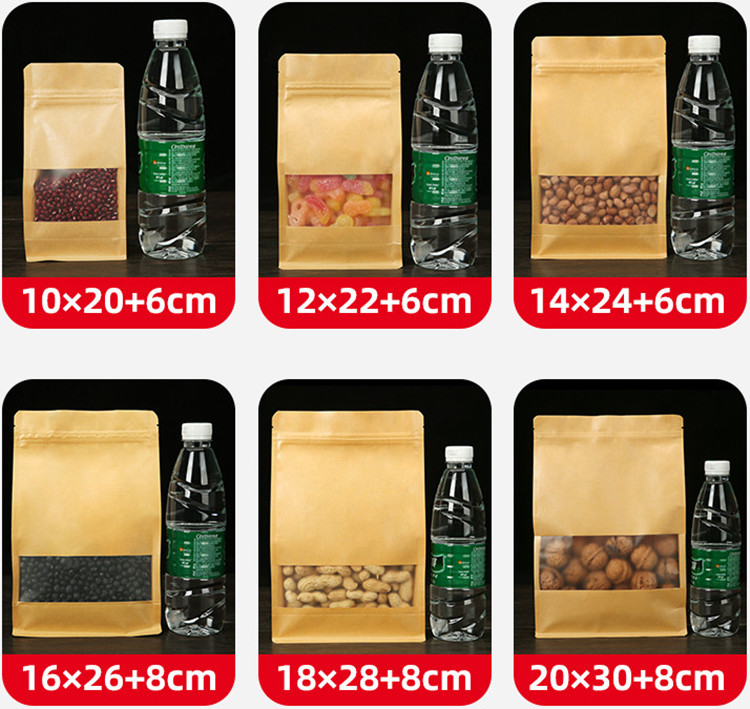 50PCS 3D Stand-up Kraft Paper  - Food Snacks Logos ulasan dan harga