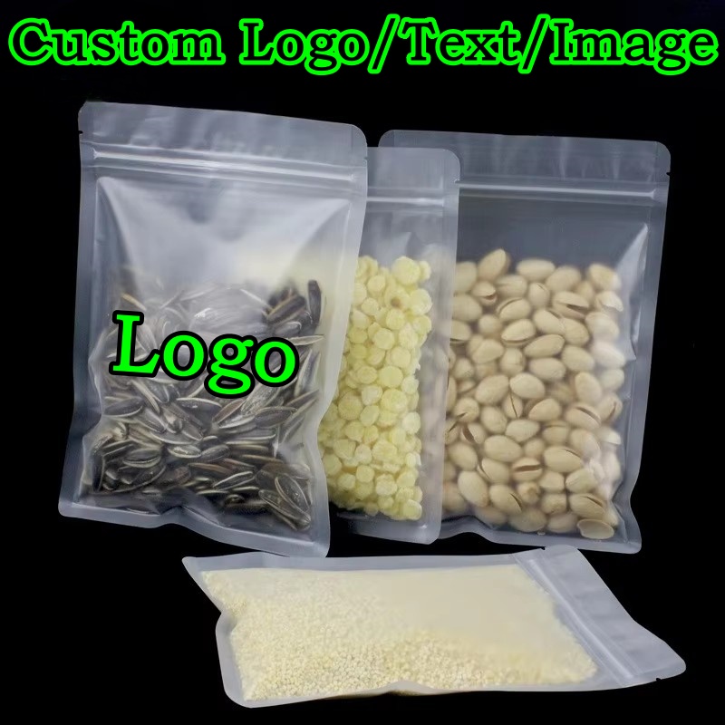 100PCS Frosted Plastic Ziplock - Food Snacks Logos ulasan dan harga