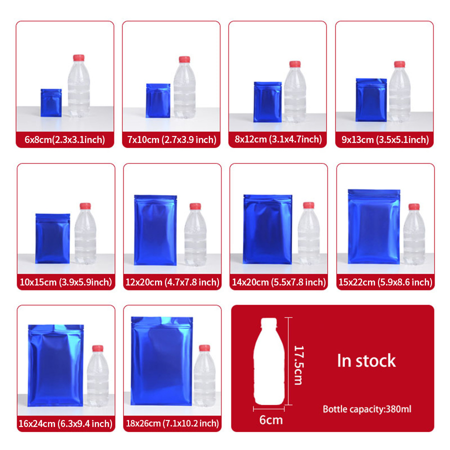 100pcs Matte Blue Foil Zipper  - Food Snacks In Usa ulasan dan harga