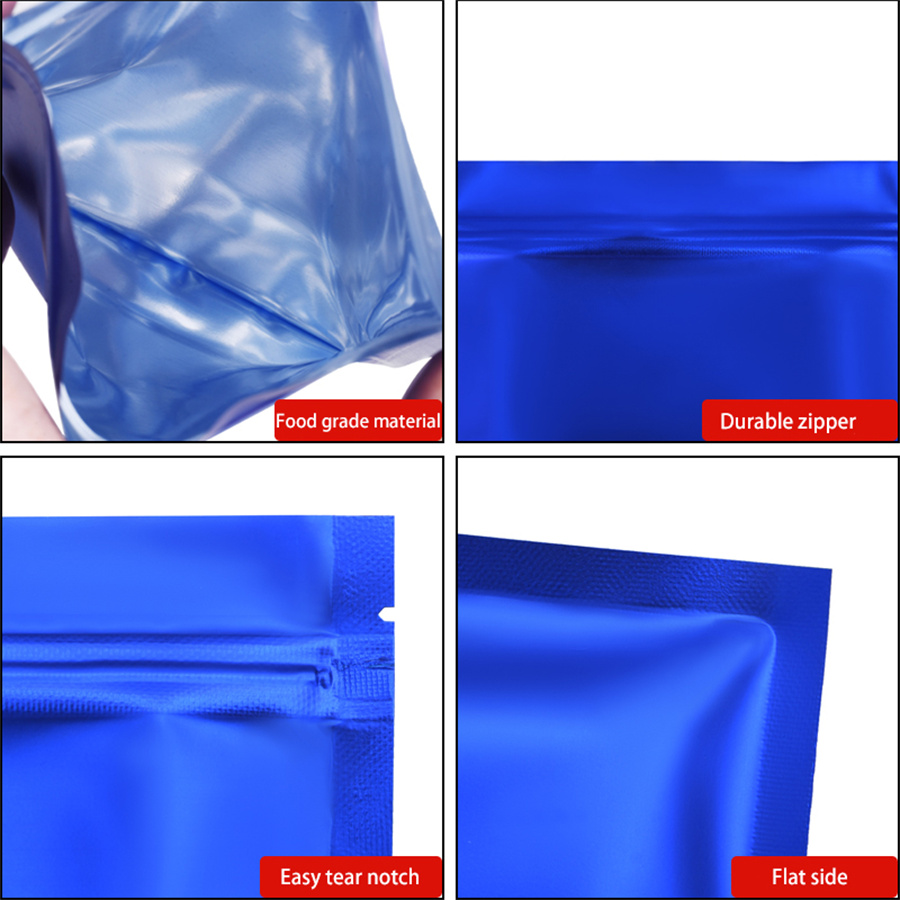 100pcs Matte Blue Foil Zipper  - Food Snacks In Usa ulasan dan harga