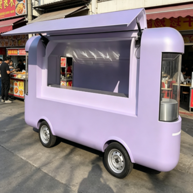 Round Movable Food Trailer Por - Food Drink Snacks ulasan dan harga
