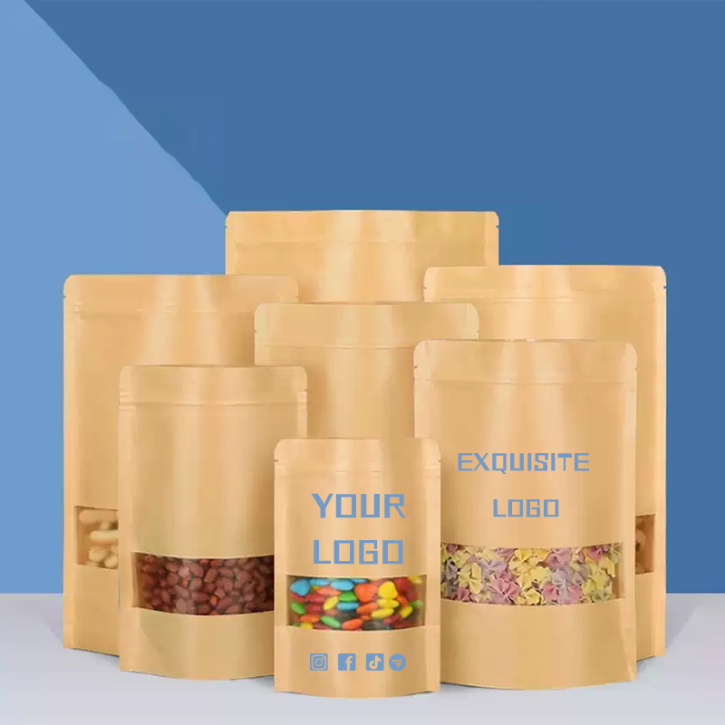 50 kraft paper bags,windowed s - Food Snacks Logos ulasan dan harga