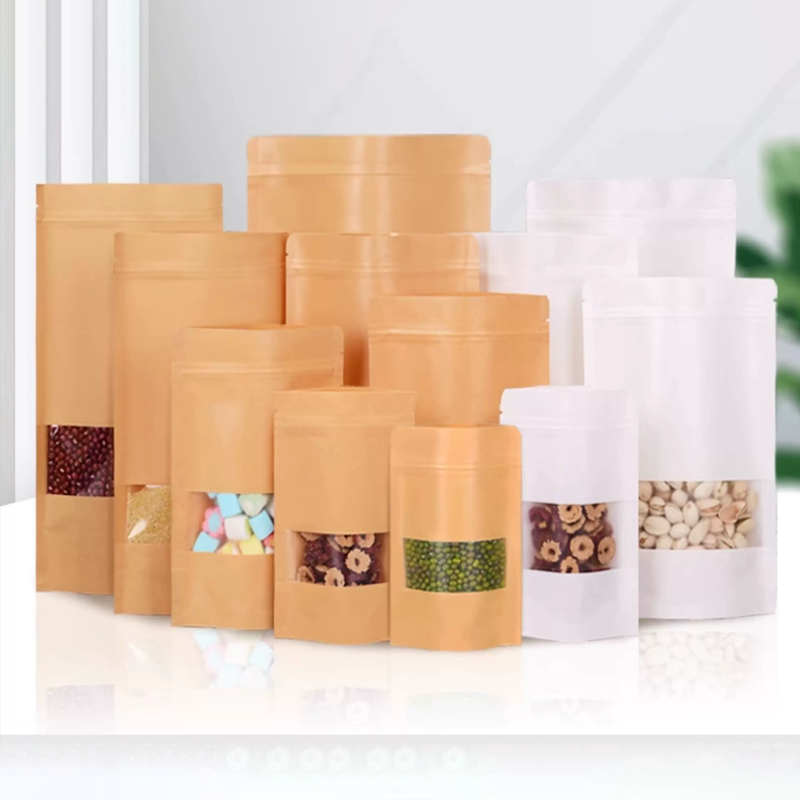 50 kraft paper bags,windowed s - Food Snacks Logos ulasan dan harga