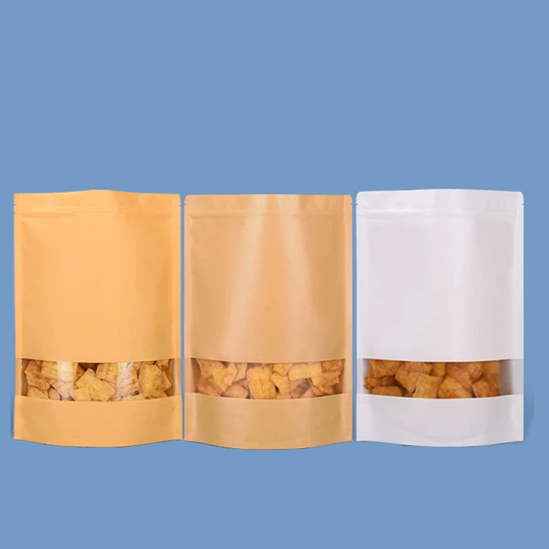 50 kraft paper bags,windowed s - Food Snacks Logos ulasan dan harga